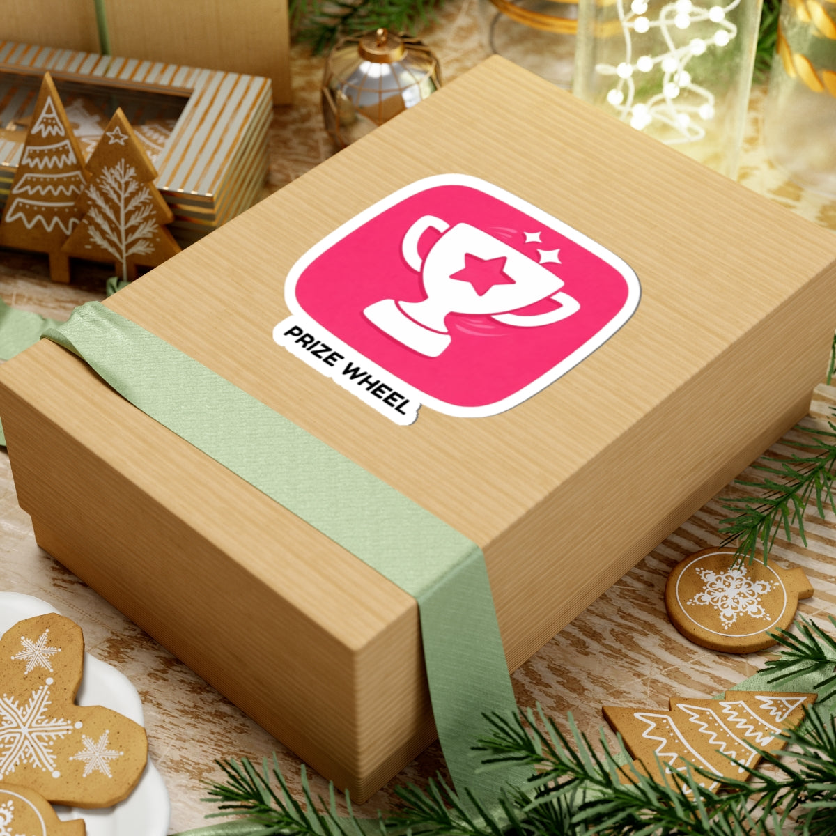 Prize Wheel Sticker — Pink Trophy Kiss-Cut Sticker for Laptops & Planners