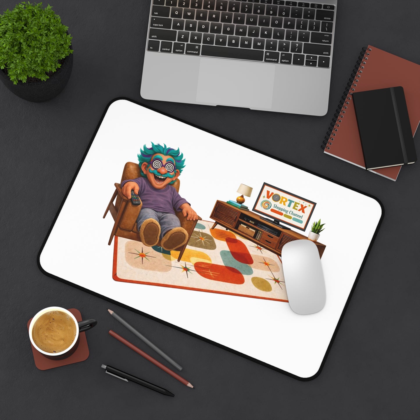 Retro Living Room Desk Mat — VORTEX Shopping Channel TV Gamer Desk Pad