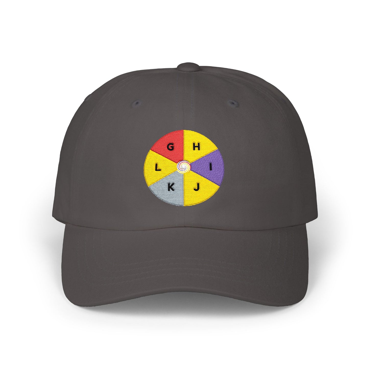 Embroidered Color Wheel Dad Cap — Initials Monogram Spin Patch