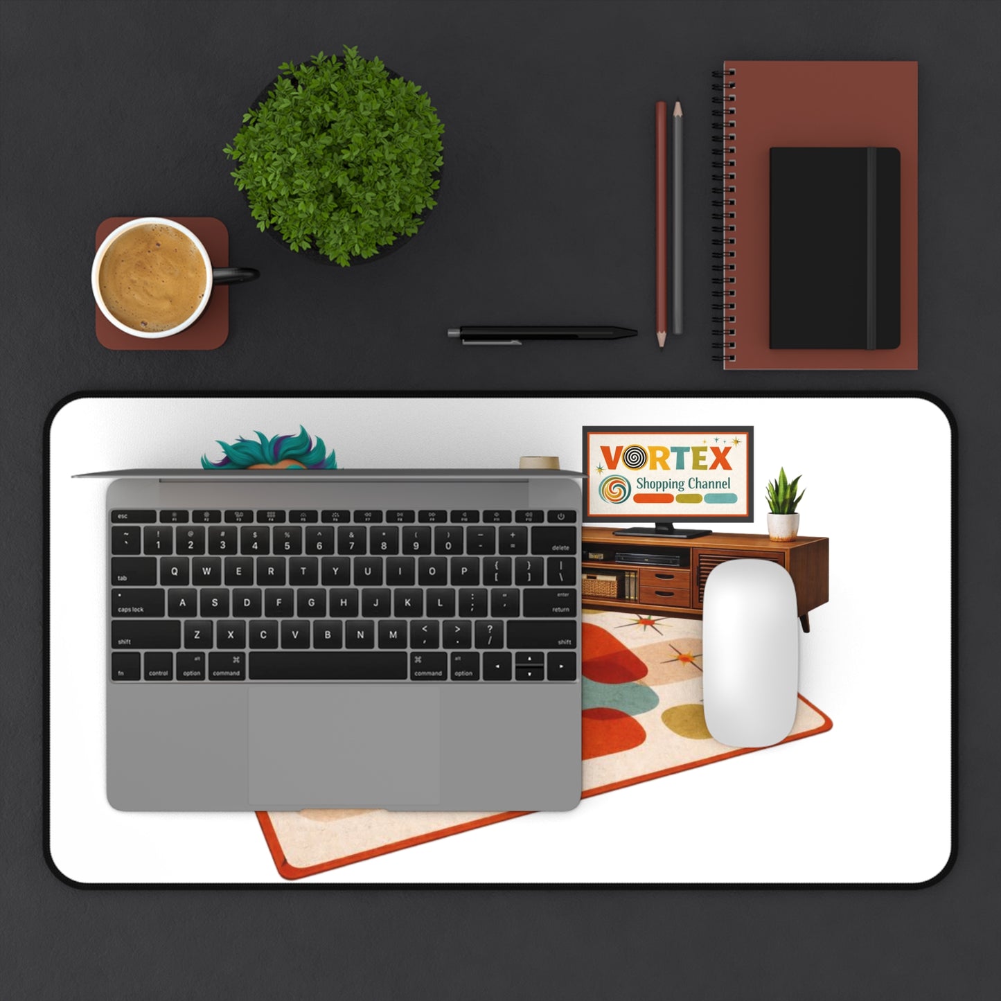 Retro Living Room Desk Mat — VORTEX Shopping Channel TV Gamer Desk Pad