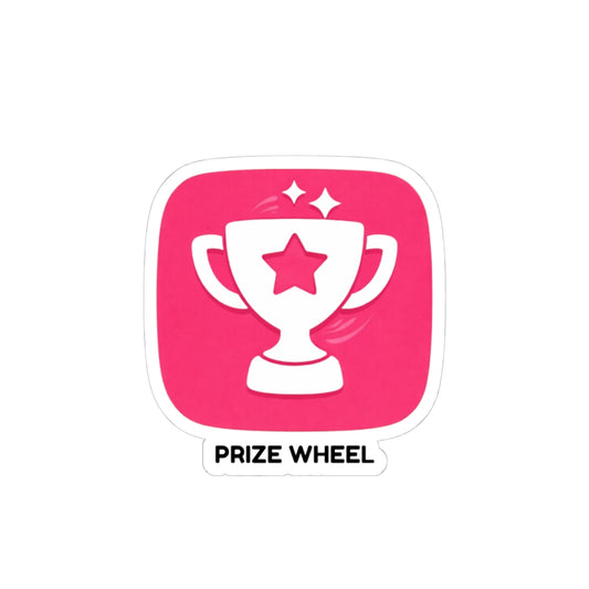 Prize Wheel Sticker — Pink Trophy Kiss-Cut Sticker for Laptops & Planners
