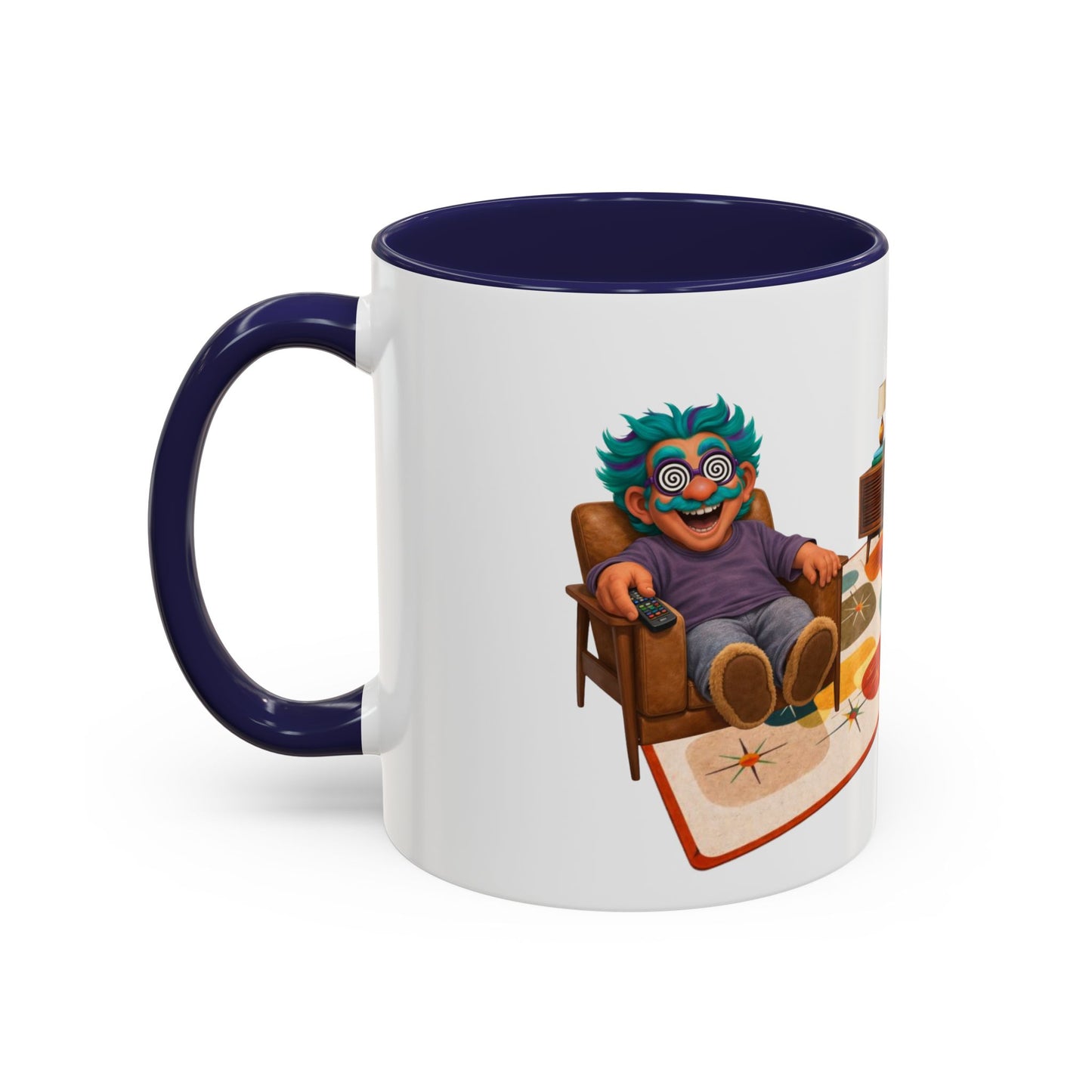 Retro Living Room Accent Coffee Mug — 'VORTEX Streaming Channel' Mid-Century Design (11/15oz)