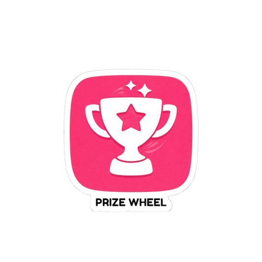 Prize Wheel Sticker — Pink Trophy Kiss-Cut Sticker for Laptops & Planners