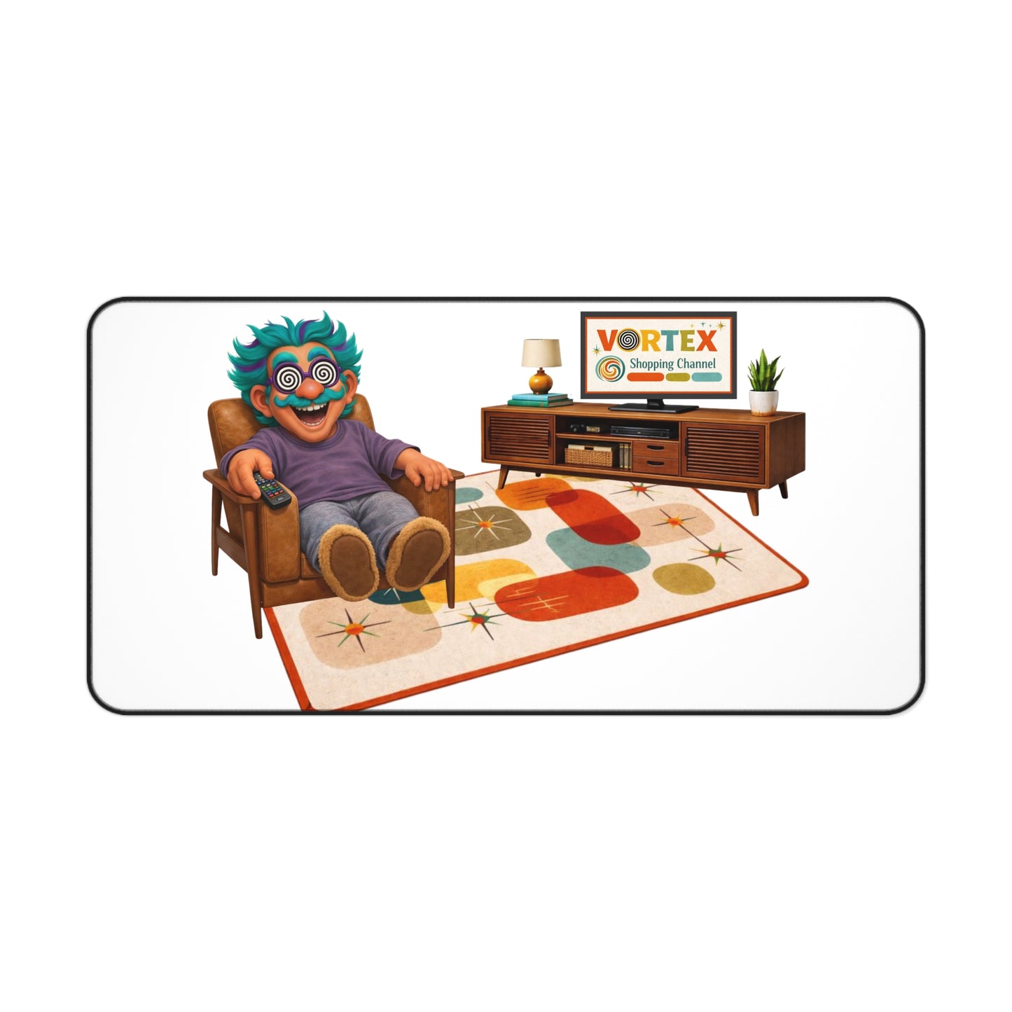 Retro Living Room Desk Mat — VORTEX Shopping Channel TV Gamer Desk Pad