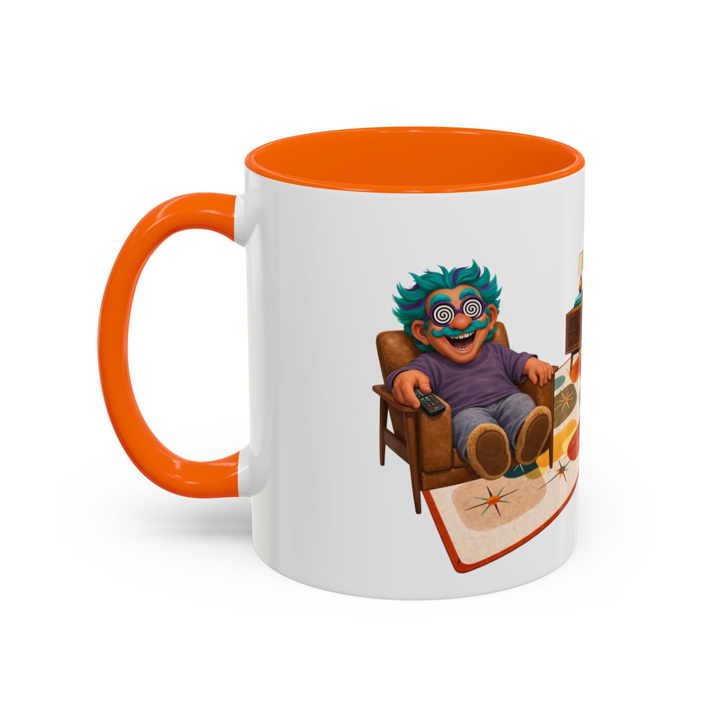 Retro Living Room Accent Coffee Mug — 'VORTEX Streaming Channel' Mid-Century Design (11/15oz)