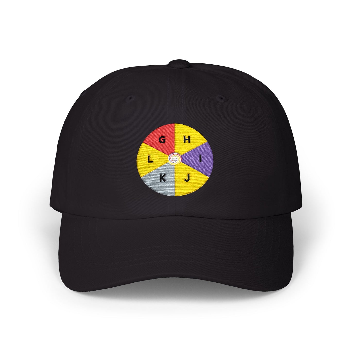 Embroidered Color Wheel Dad Cap — Initials Monogram Spin Patch