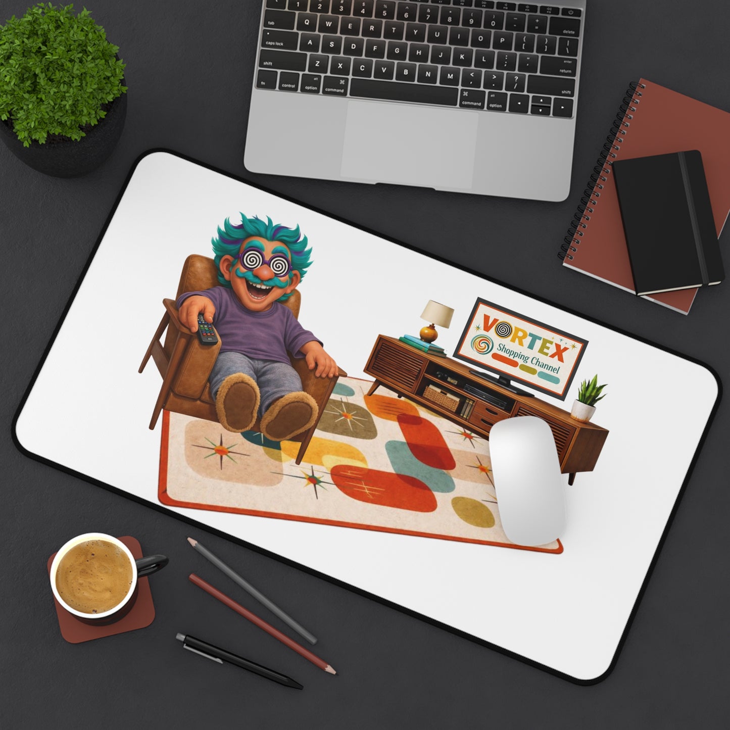 Retro Living Room Desk Mat — VORTEX Shopping Channel TV Gamer Desk Pad