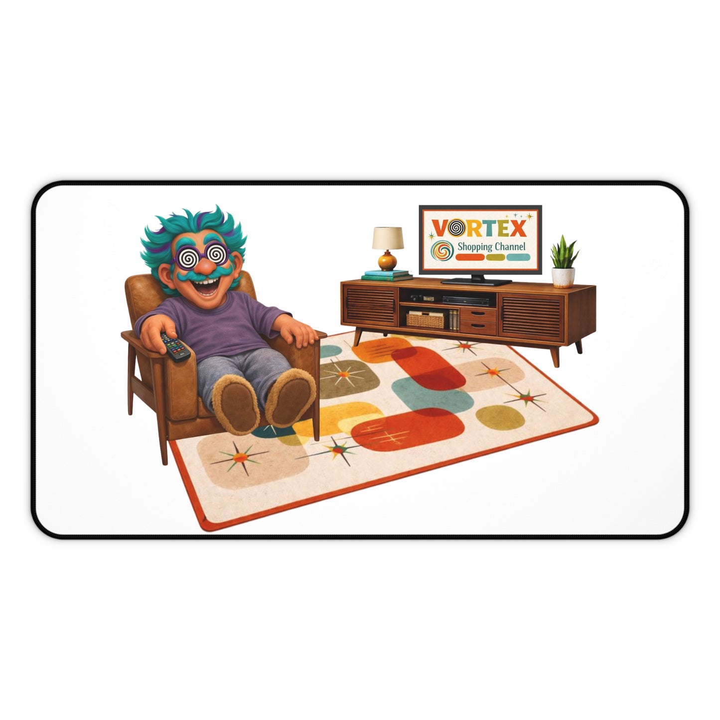 Retro Living Room Desk Mat — VORTEX Shopping Channel TV Gamer Desk Pad