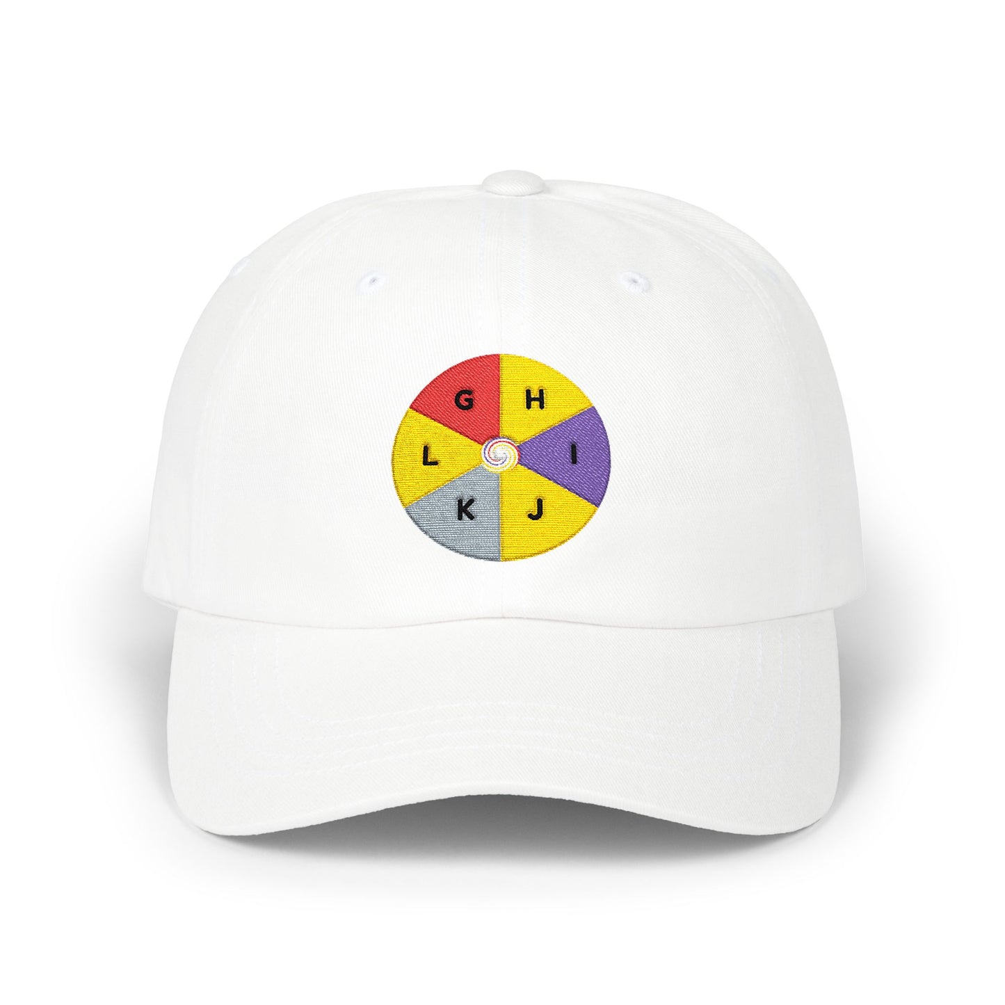 Embroidered Color Wheel Dad Cap — Initials Monogram Spin Patch