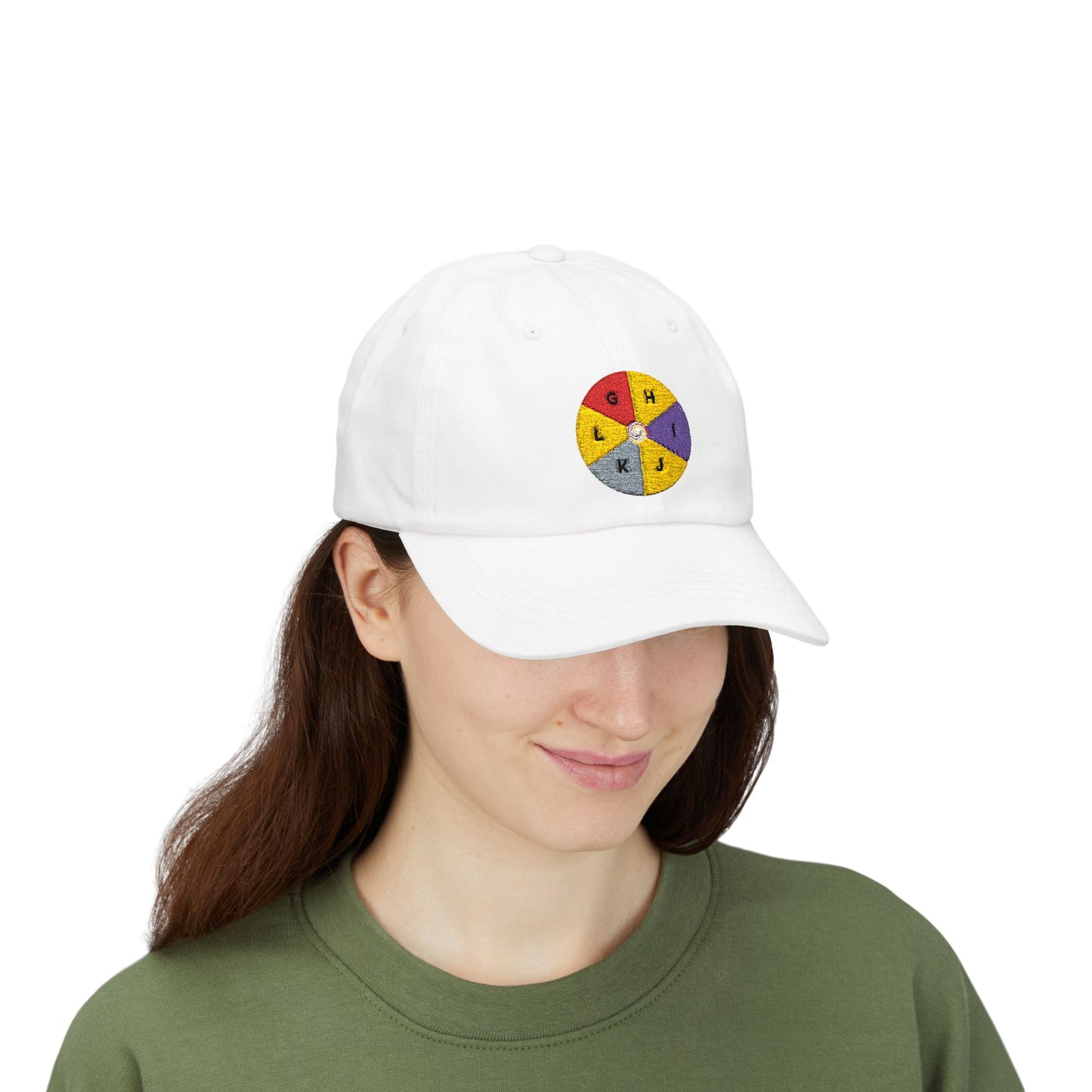 Embroidered Color Wheel Dad Cap — Initials Monogram Spin Patch