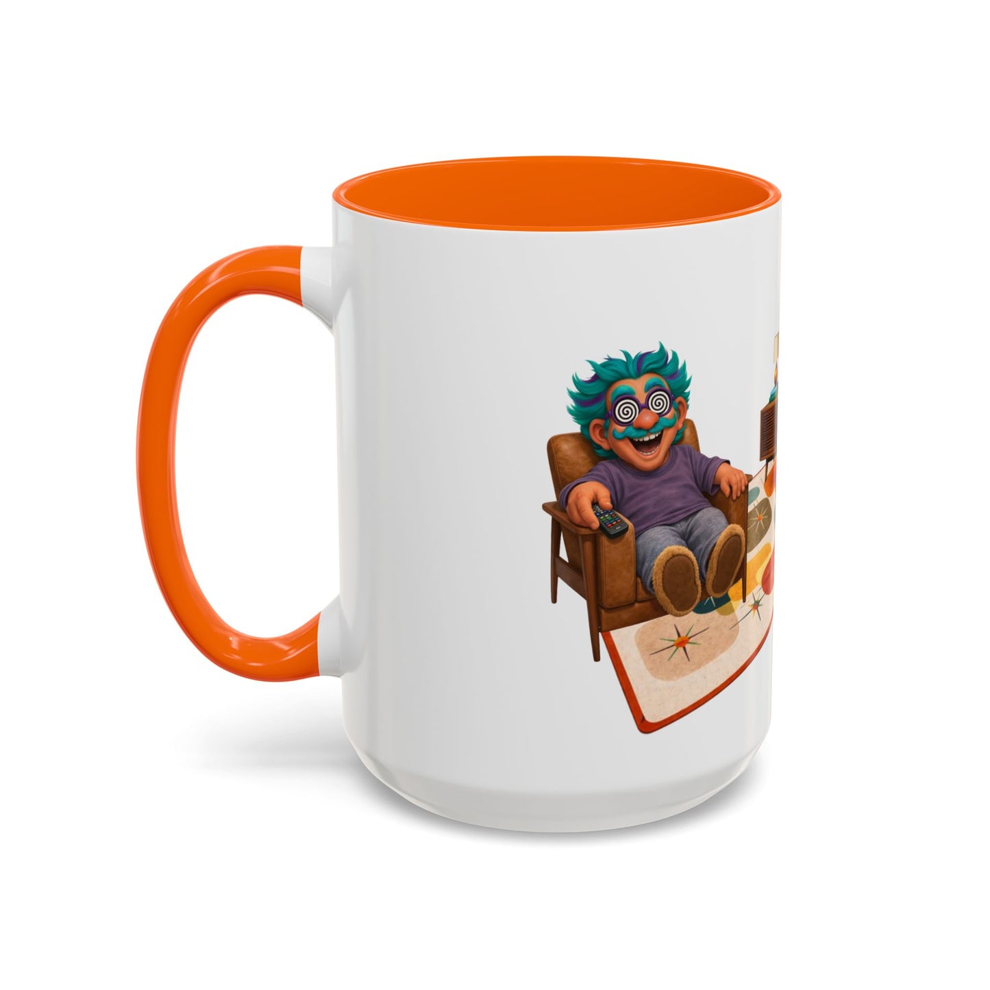 Retro Living Room Accent Coffee Mug — 'VORTEX Streaming Channel' Mid-Century Design (11/15oz)