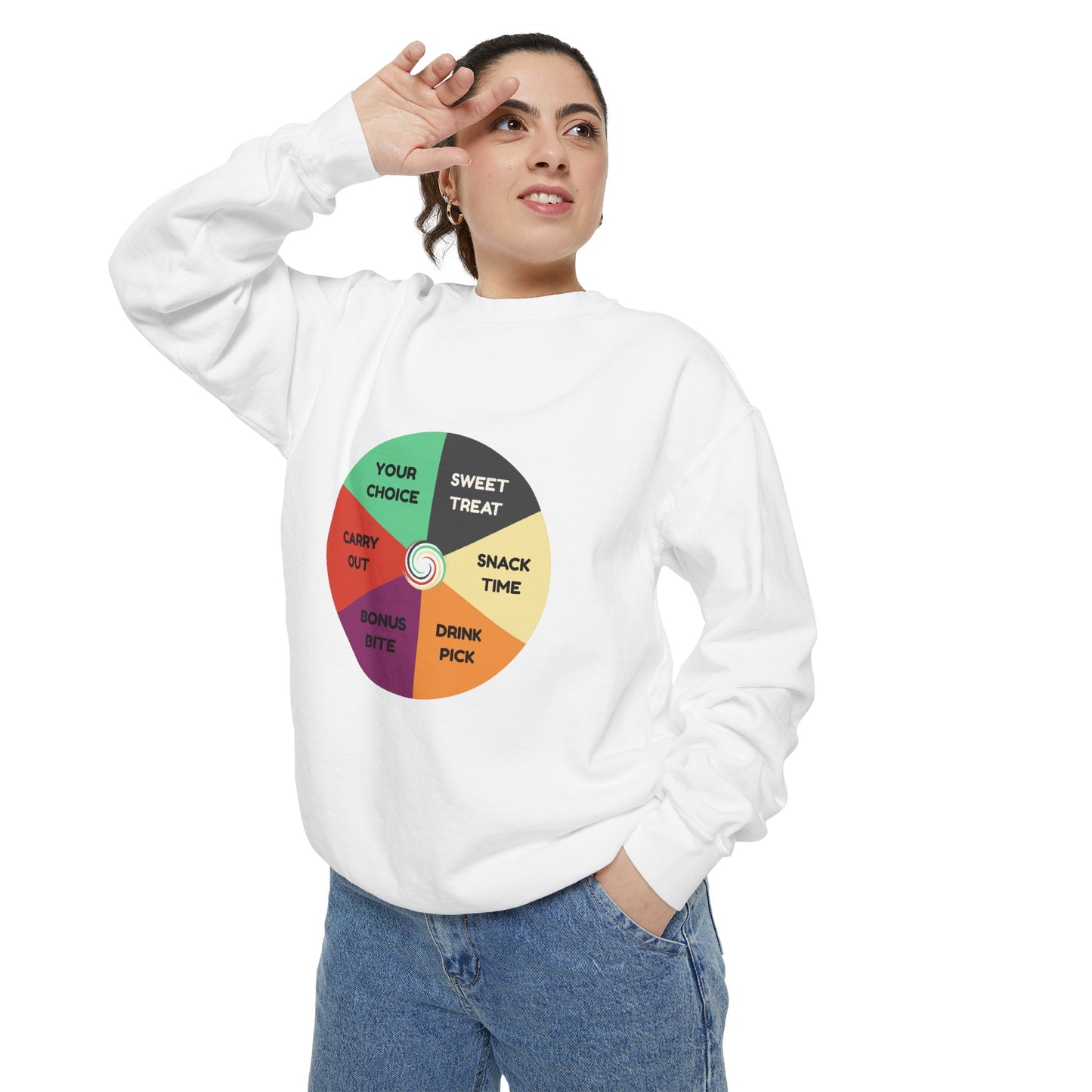 Prize Wheel Sweatshirt — Fun Game Night Graphic Crewneck